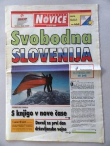 Naslovnica, Slovenske novice, 26.6.1991