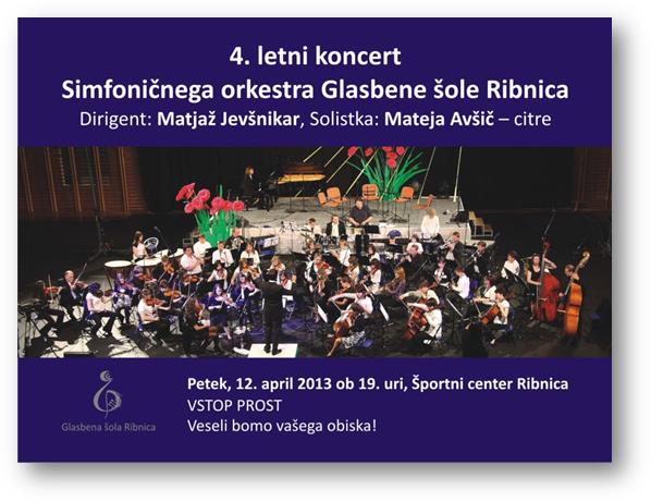 4. letni koncert Simfoničnega orkestra Glasbene šole Ribnica