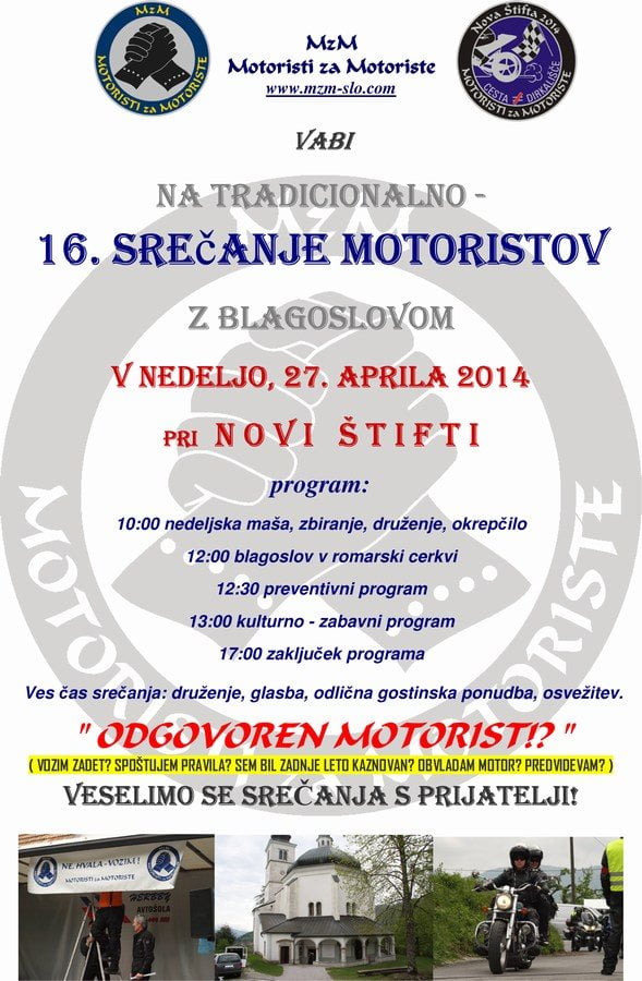16. zbor motoristov pri Novi Štifti 2014 - plakat