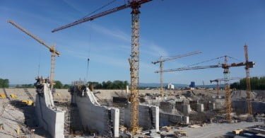 HE Brežice, gradnja akumulacijskega jezera Foto: Janoš Zore/Delo