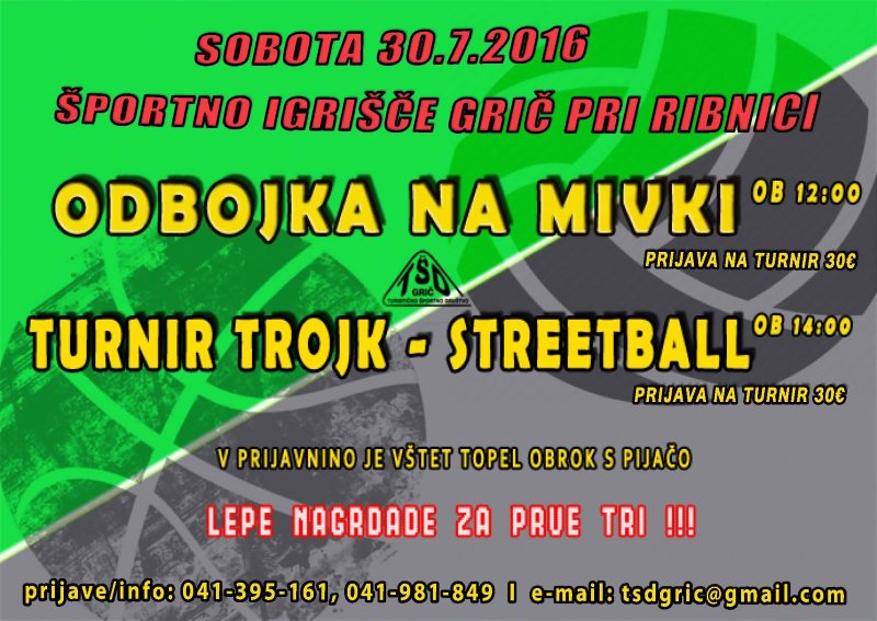 8. tradicionalni košarkarski in odbojkarski turnir TŠD GRIČ 2016