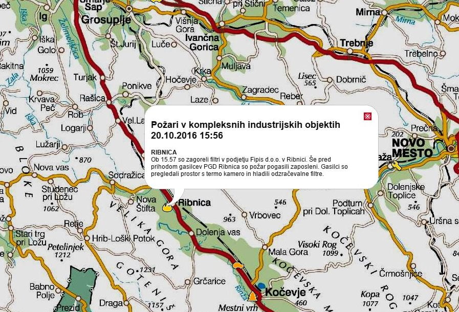 Požar v podjetju Fipis v Ribnici