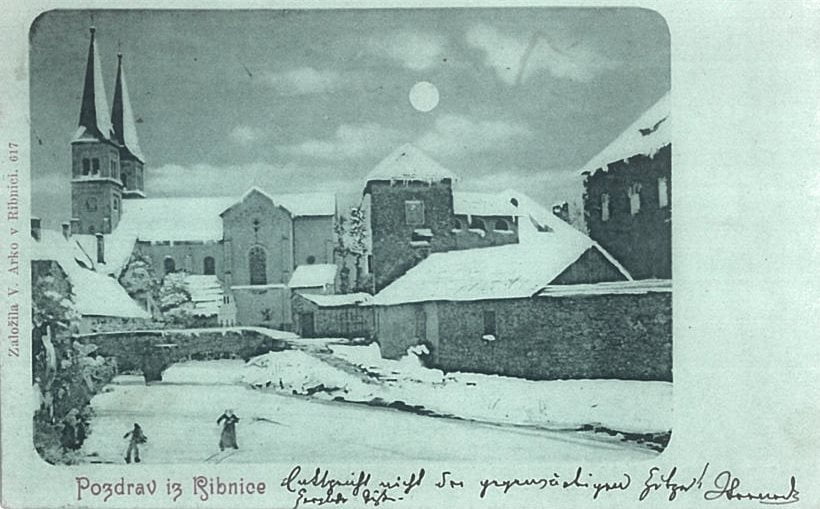 razglednica Pozdrav iz Ribnice, odposlana l. 1901