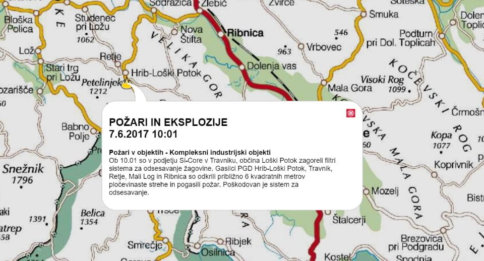 Požar v podjetju Si-Core v Travniku, Loški Potok
