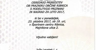 Praznik Občine Ribnica 2017 - vabilo