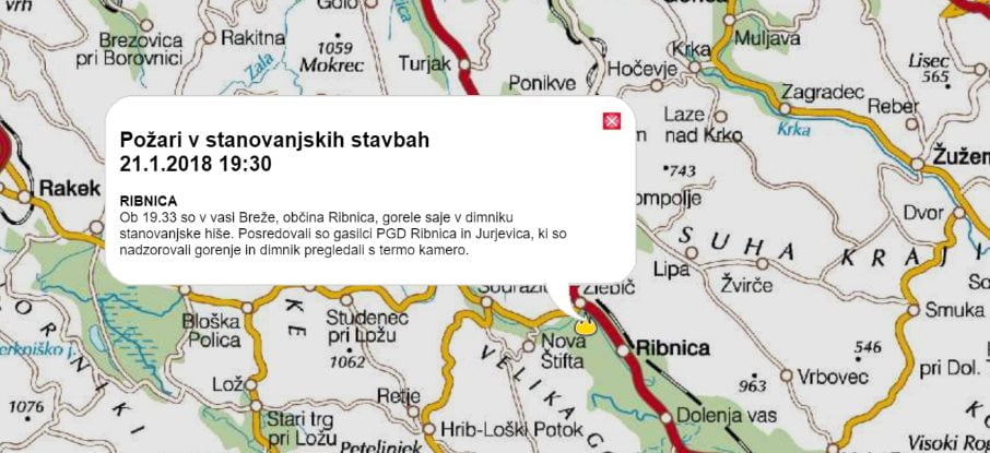 Dimniški požar v Brežah, 21.1.2018