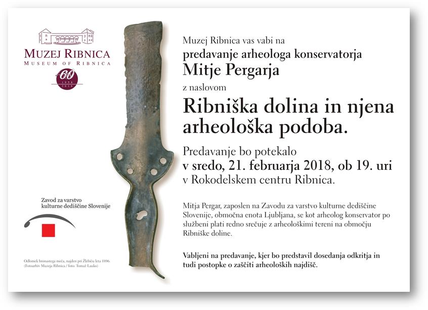 Vabilo na predavanje, Ribniška dolina in njena arheološka podoba
