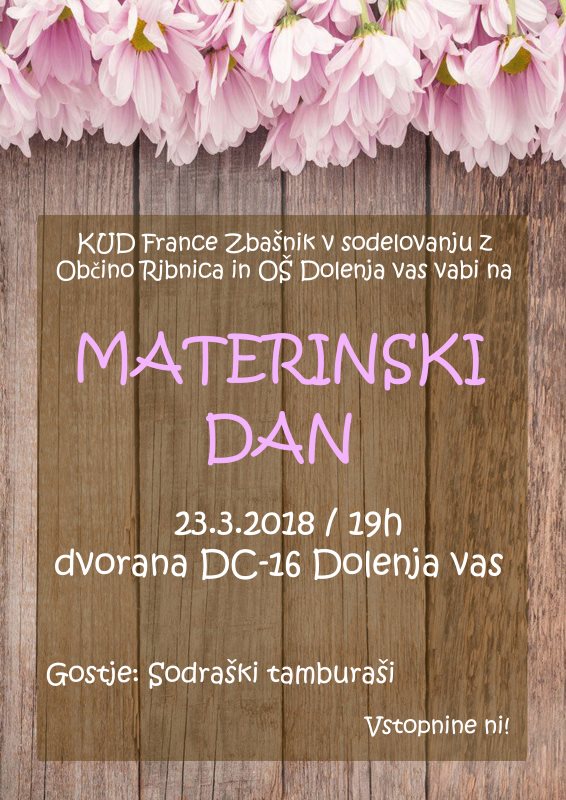 KID France Zbašnik, materinski dan 2018