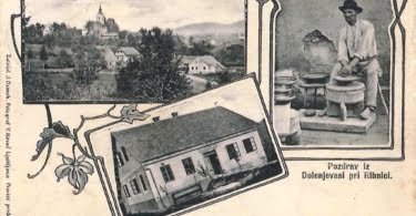 Pozdrav iz Dolenje vasi pri Ribnici, odposlana 1911, založil J. Ozimek, fotograf V. Kovač Ljubljana