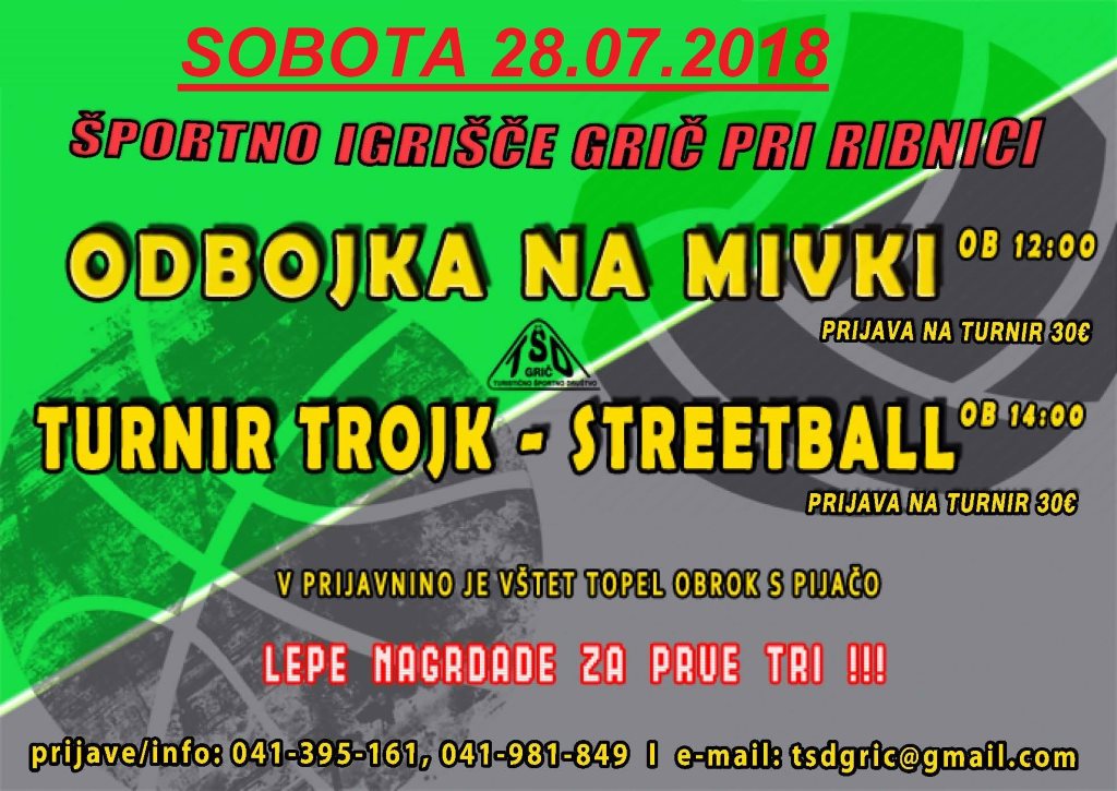 10. tradicionalni košarkarski in odbojkarski turnir TŠD GRIČ 2018