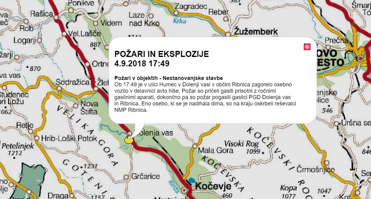 Požar v avtodelavnici na Humcu, Dolenja vas (4.9.2018)