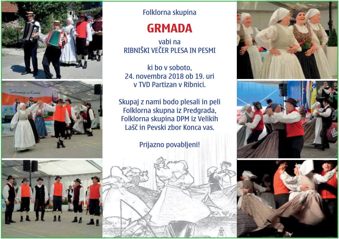 Folklorna skupina GRMADA vabi na RIBNIŠKI VEČER PLESA IN PESMI