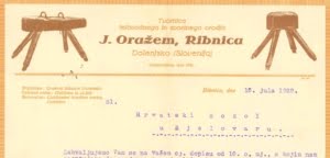 JOR - J.ORAŽEM-RIBNICA, dopis iz 15.7.1928, glava