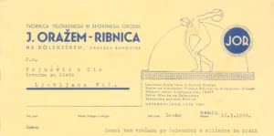 JOR - J.ORAŽEM-RIBNICA, dopis iz 16.1.1939, glava