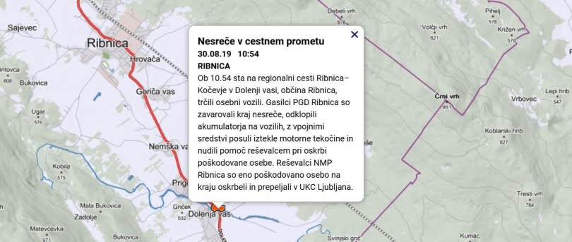 Prometna nesreča v Dolenji vasi, 30.8.2019