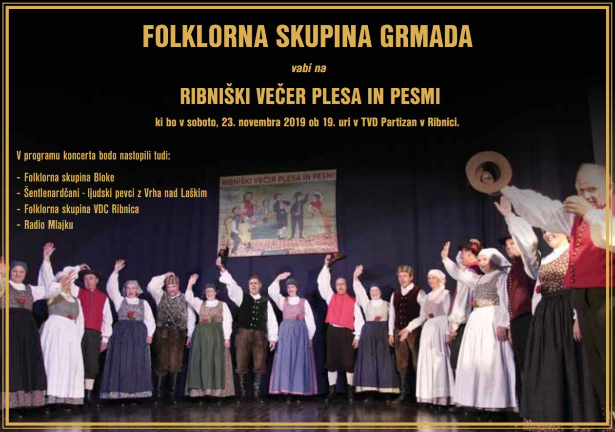 Folklorna skupina grmada vabi na Ribniški večer plesa in pesmi 2019