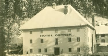 Hotel Ortnek v zimskem času pred mnogimi leti...