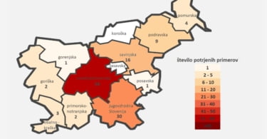 Število potrjenih primerov COVID -19, 13.3.2020