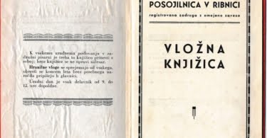 vložna knjižica Posojilnice Ribnice, notranjost prve strani