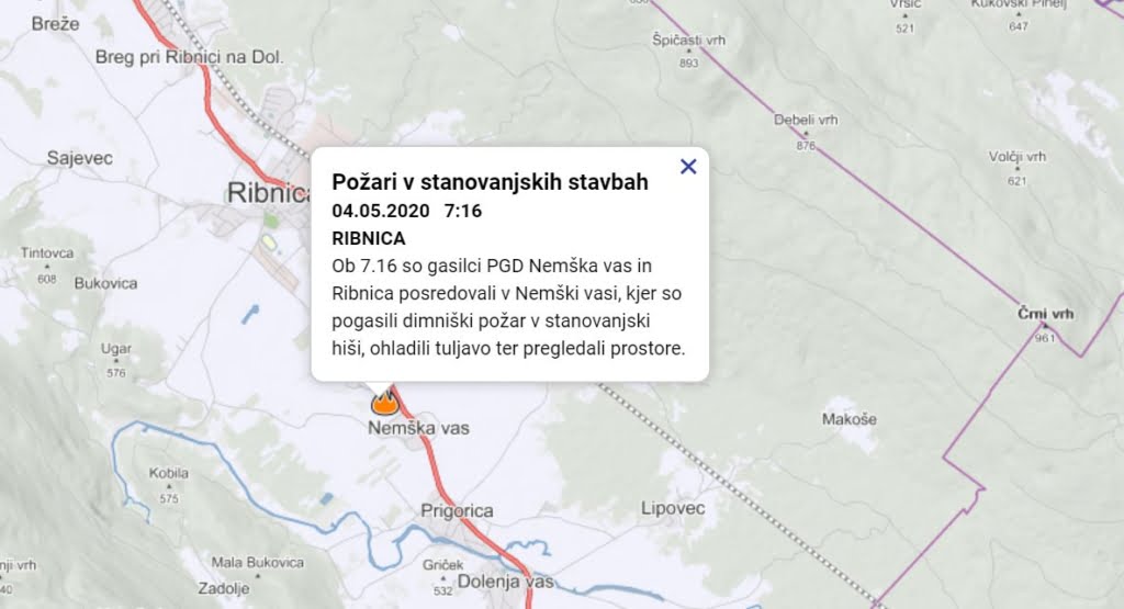 Dimniški požar v Nemški vasi, 4.5.2020
